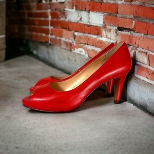 Cole Haan red peeptoe pumps Ladies 8 comfortable and classy office dressy